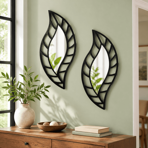 2 Decorative Mirror Wall Decor Black