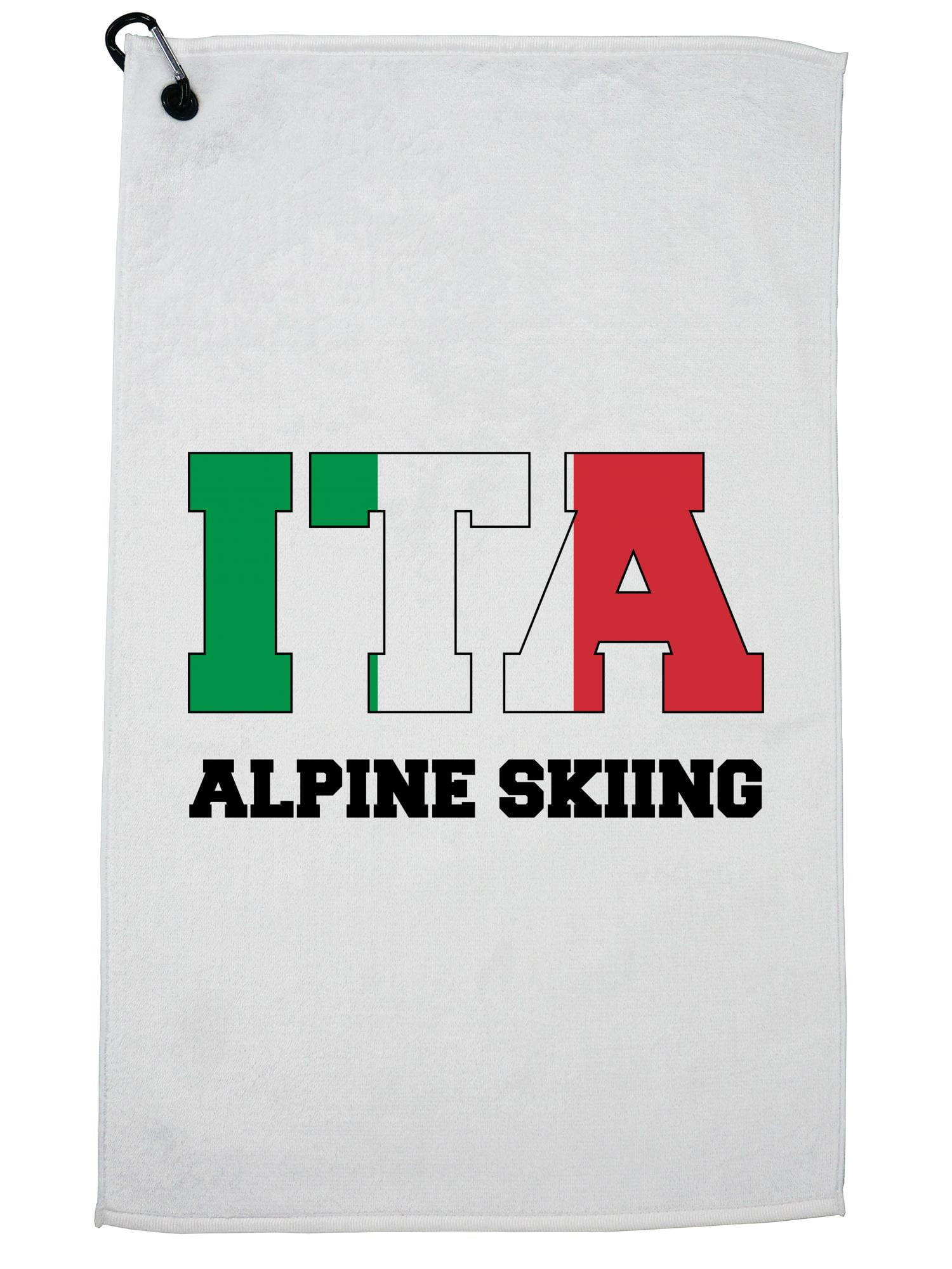 Italian Alpine Skiing Winter Olympic -ITA Flag Golf Towel with Carabiner Clip by Hollywood Thread