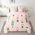 thumbnail image 2 of jejeloiu Merry Christmas Bedding Comforter Set 7 Pieces,Xmas Nutcracker Soldier Full Bedding Set,Pink Cyan Gold Fitted Sheet Flat Sheet For Child,Breathable Home Decor Reversible, 2 of 8