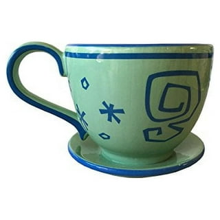 Danceemangoos Ceramic Coffee Mug with Saucer Set, Cute Cup Unique Irregular Saucer Design for Office and Home, Dishwasher and Microwave Safe, 8.5oz/