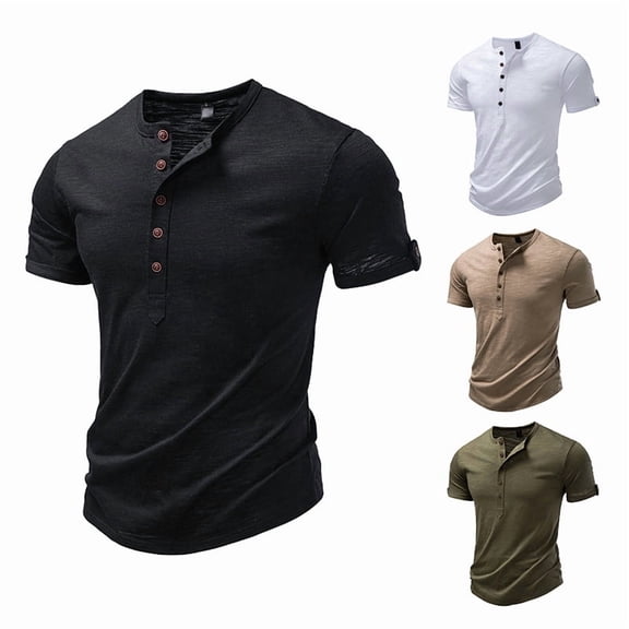 Men's Casual Button Down Shirt Cotton | Regular Fit Short Sleeve Blouse | Round Neck Button Closure | Breathable & Soft | Daily Wear Office Vacation | Classic Essential | Zenithor,Army Green L