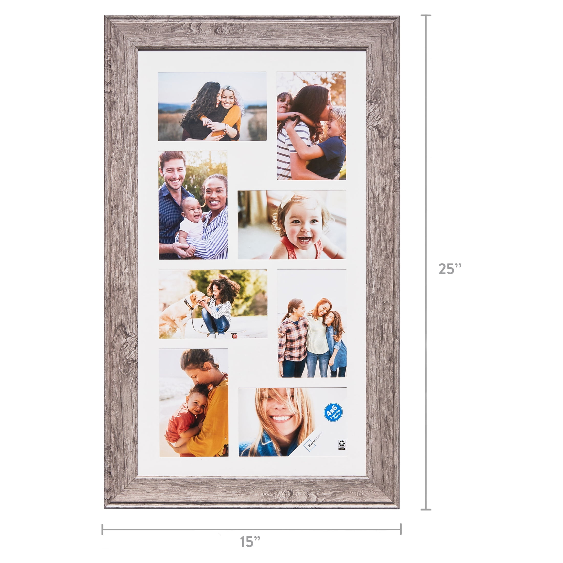 (4 pack) Mainstays – 4x6 Picture Frame – Rustic Bevel 8 Photo Collage Wall Photo Frame