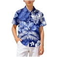 thumbnail image 6 of Ulanda Boy's Hawaiian Shirt Short Sleeve Casual Button Down Beach Aloha Shirt Kids Summer Luau Hawaii Shirts 1-13 Years (Blue, 11-12 Years), 6 of 7