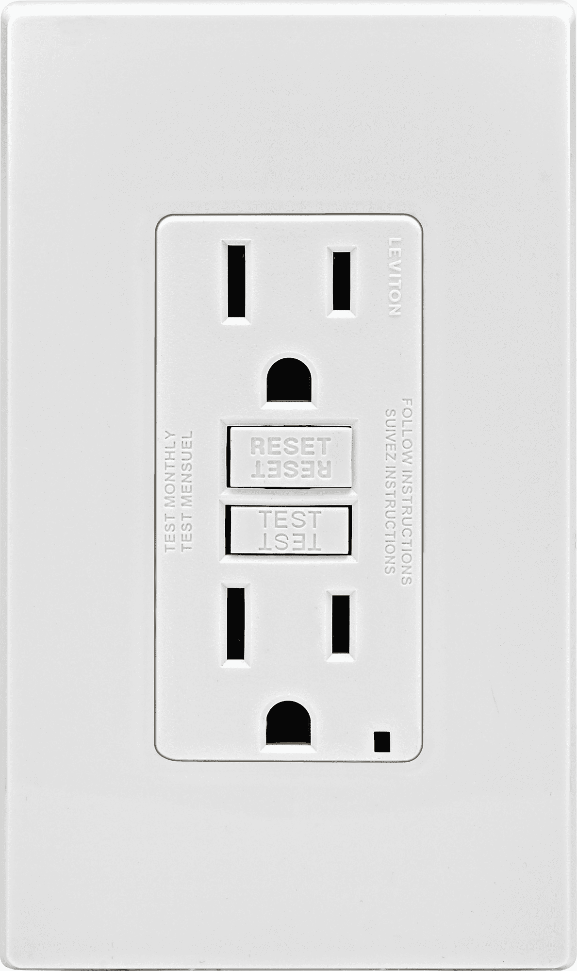 Leviton Tamper-Resistant GFCI Receptacle in White — UL Listed for US Residential Electrical Code Compliance, Drop-in NEC-Standard Wiring