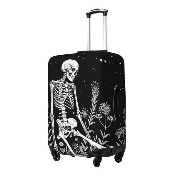 Balery Vintage Black white Plant skull Funda de equipaje, fundas para maletas, elástica, lavable, protector de maletas, compatible con maletas de 18 a 32 pulgadas-Large