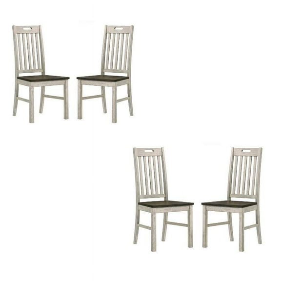 Furniture of America Kadda Farmhouse Antique White Wood Dining Chair Set of 4