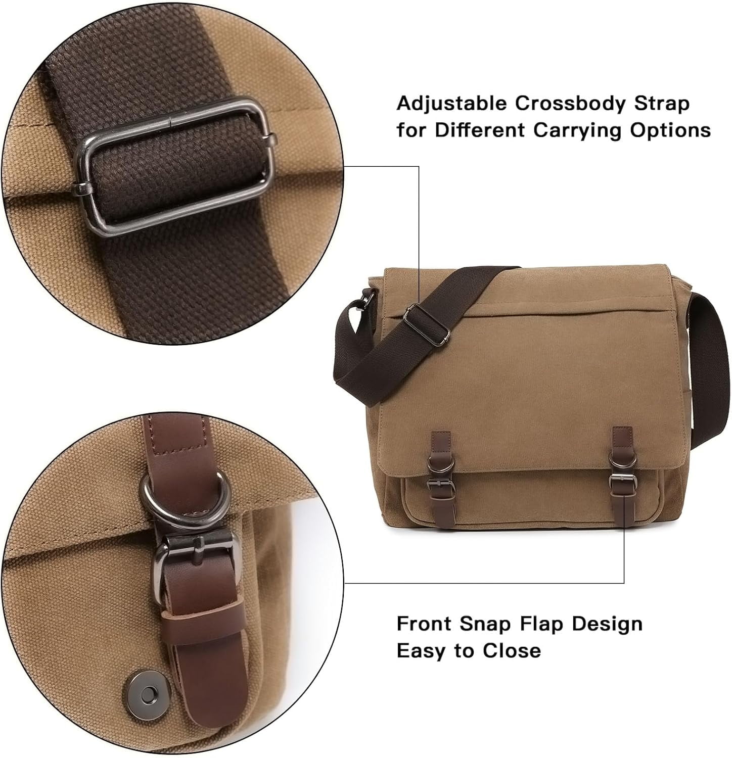 NANAHuang Large Vintage Canvas Messenger Shoulder Bag Travel Crossbody Purse Briefcase Business Bag for 15inch Laptop