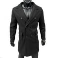 thumbnail image 6 of Zedker Winter Coats for Mens Double Breasted Trench Coat Notched Lapel Long Peacoat Classic Casual Winter Overcoat Black L, 6 of 7