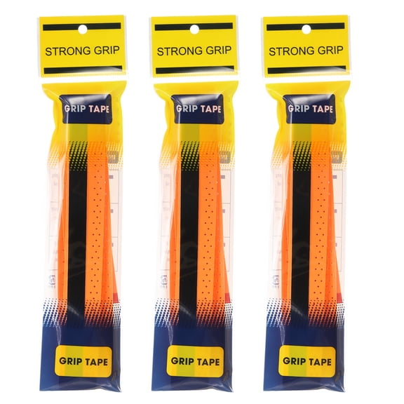 Tennis Racket Grip Tape, PU Racquet Overgrip with Damping Ridges Anti-Slip Absorbent Perforated Handle Grip for Badminton Pickleball, Orange 3 Pack