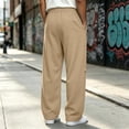 thumbnail image 5 of MXALUOB Open Bottom Sweatpants Men Straight Leg Drawstring Athletic Pants Full Length Loose Fit Pleated Fashion Pant Gym Running Trousers, 5 of 6