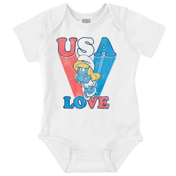 Vintage Smurfette Cartoon USA Love Bodysuit Jumper Girls Infant Baby Brisco Brands 18M