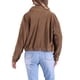 thumbnail image 3 of Chaqueta corta de forro polar INSPIRE CHIC para mujeres con cuello alto de felpa, manga larga, abrigo casual recortado marrón M, 3 of 6
