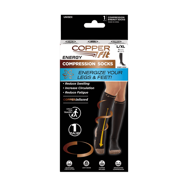 Copper Fit Energy Compression Socks L/XL, 1 Pair, As Seen on TV