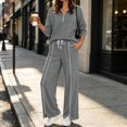 thumbnail image 6 of Xdegoge Womens 2 Piece Sweatsuits Half Zip Pullover Sweatshirt and Slit Wide Leg Pants Casual Lounge Sets Athletic Tracksuit, 6 of 9