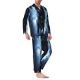thumbnail image 3 of Kll Night Scene Of Wolves Sleepwear Mens Flannel Pajamas,Long Cotton Pj Set, 3 of 9