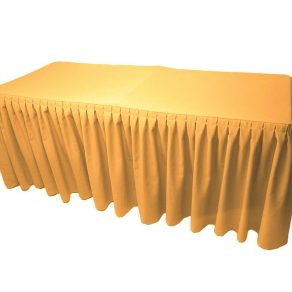 6' Fitted Polyester Double Pleated Table Skirting Cover w/Top Topper 21 COLORS", (Color: Gold)
