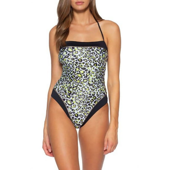 Soluna Women's Into The Wild Leopard Print Bandeau One Piece Swimsuit Wild S