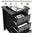 thumbnail image 4 of Costway Nightstand End Beside Sofa Table Cabinet w/ 3 Drawers Bedroom Furniture Black, 4 of 10