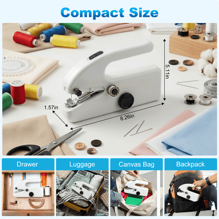 BCOOSS SMALL HANDHELD SEWING MACHINE, PORTABLE MINI SEWING MACHINE FOR HEMMING WITH 2 SPEED MODES