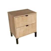 HomeRoots 24" Oak Two Drawer Faux Wood Nightstand
