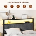 thumbnail image 5 of Dayago Full Bed Frame with LED Lights and Charging Station, Upholstered Metal Platform Bed with Storage Headboard, Noise Free, Brown, 5 of 7