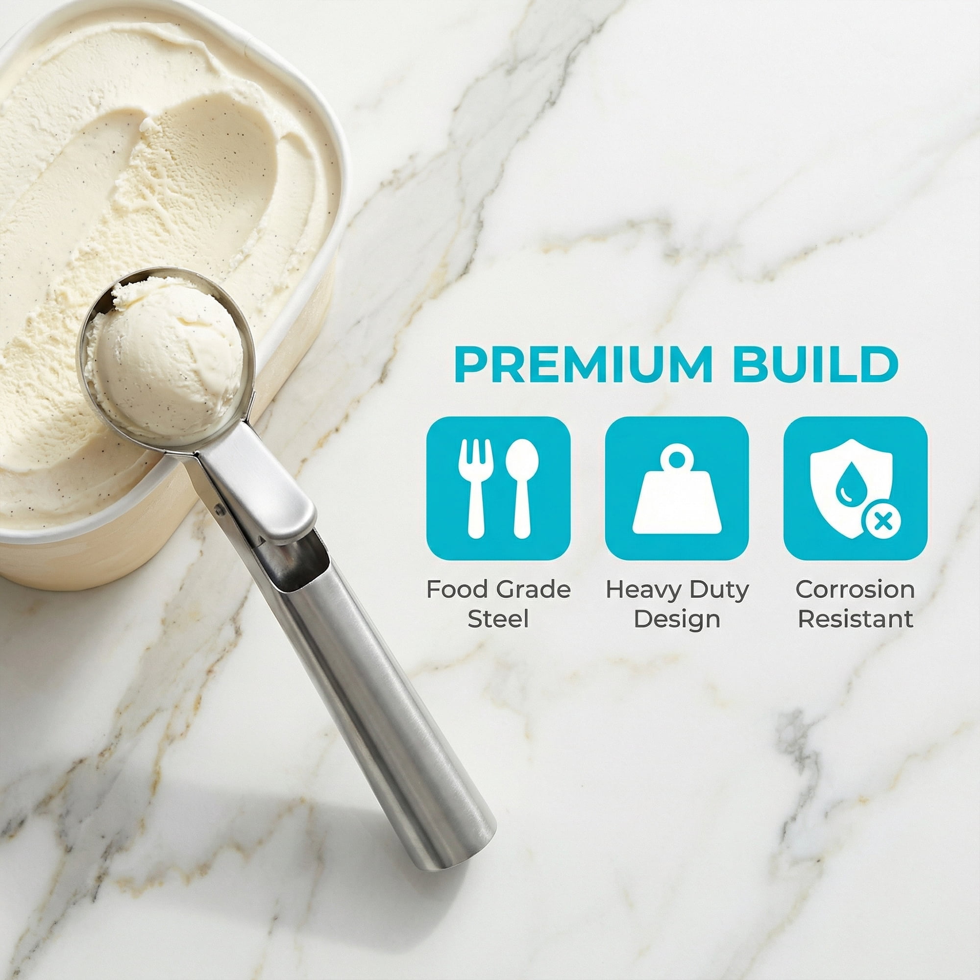 Unique Bargains Stainless Steel Ice Cream Scoop for Use and Cleaning Silver 7.2in