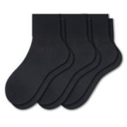 Sierra Socks Women's Ankle Black Solid Print Cotton Socks, Seamless Turn Cuff, Great for Diabetics, 3 Pack