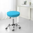 thumbnail image 7 of Xecao's Sky Blue Glitter Print Stool Covers offer stylish, washable protection for PU round bar stools, perfect for home or commercial use., 7 of 7