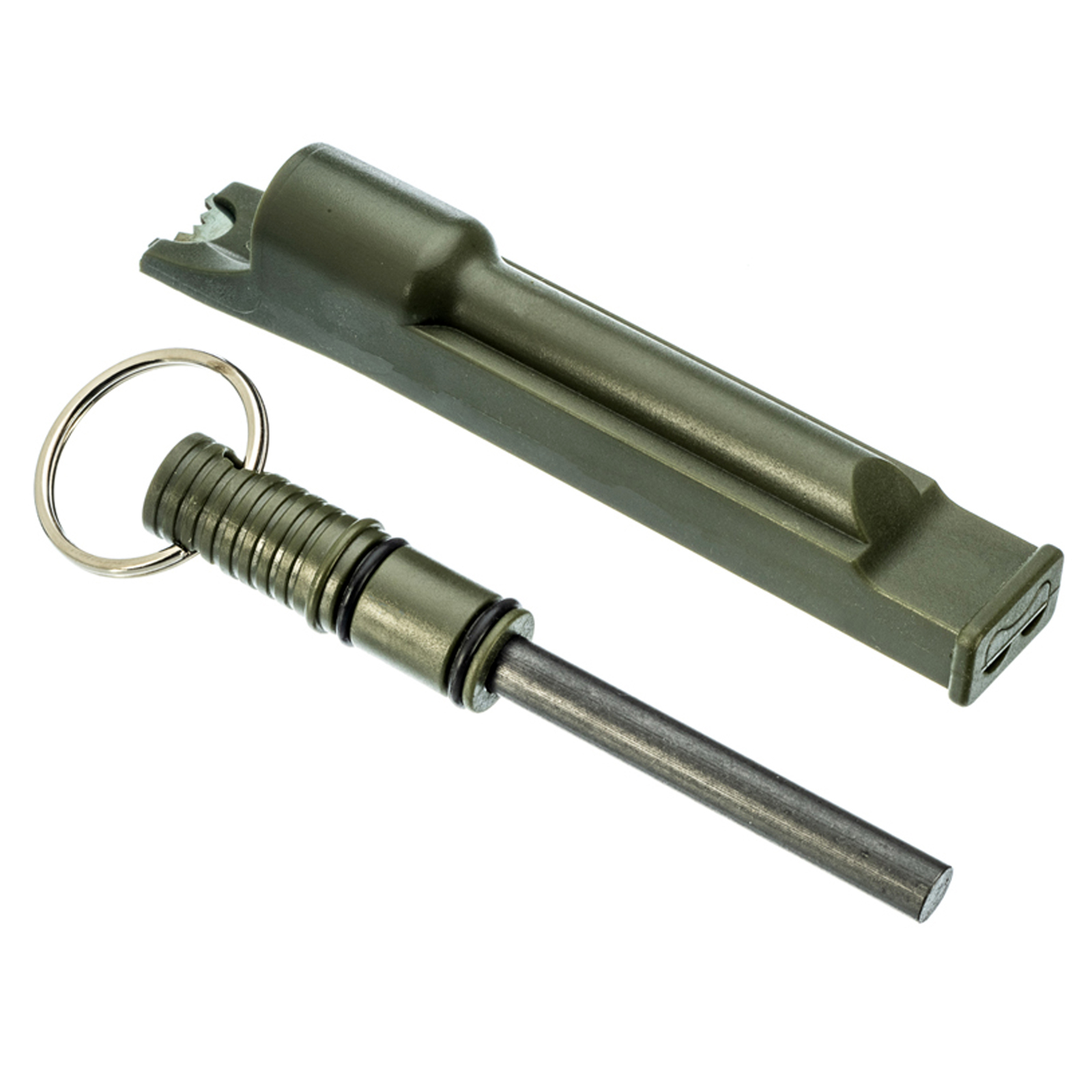 ASR Outdoor 3 in 1 Flint Rod Striker Fire Starter Whistle Orange Green