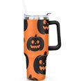 thumbnail image 2 of Happy Halloween Pumpkin Mug with Handle and Straws 40 oz Vacuum Insulated Halloween Travel Cup Birthday Present for Women Girls Daughter Mom Gifts for Him/Her Coffee Mugs, 2 of 7