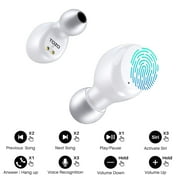 TOZO T6 Bluetooth Earbuds Bluetooth Headphones, 50H, AI Chat/Translation/Clear Mics, Stereo Bass, Wireless Charging, App-32EQ, IPX8 Waterproof Headphones, White