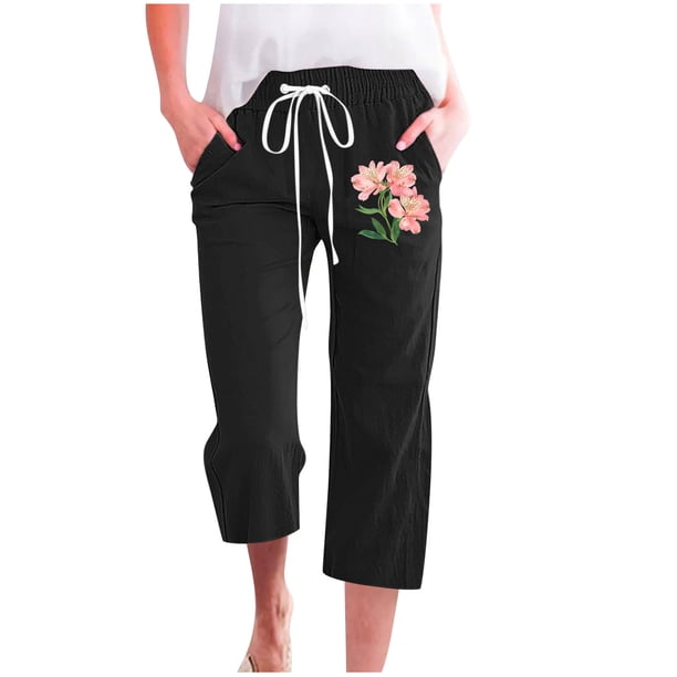 Pantalones de Mujer Casual, Impresión Elástica Suelta Pantalones de Pierna Ancha Recta con Bolsillo Hecho de Poliéster Suave para Toda la Temporada, Pantalones de Pierna Ancha de las Mujeres