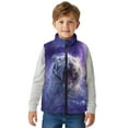 thumbnail image 4 of Xoenoiee Galaxy Tiger Print Boys Polar Fleece Zipper Vest Kids Sleeveless Stand Collar Jacket Outerwear with Pockets for Travel Sports Running, Size 2T, 4 of 7