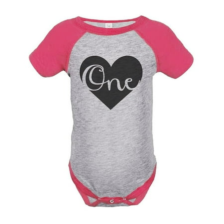 

Custom Party Shop Girl s First Birthday One Vintage Baseball Tee OnepiecePink and Grey