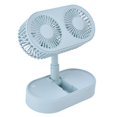 thumbnail image 2 of Ventilador doble de escritorio con motor dual, ventilador de mano ajustable con ángulo de 135°, ventilador de operación de bajo ruido ajustable de tres niveles para oficina, color azul, 2 of 14