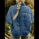 thumbnail image 5 of Chaquetas Acolchadas para Mujer, Informales, de Cuello Alto, Larga, Abrigos de Invierno Extragrandes con Cremallera Azul Gris XXL, 5 of 7