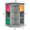 thumbnail image 2 of Gymax 3-Tier Kid Storage Shelf Cubes w/3 Baskets Corner Cabinet Organizer Gray, 2 of 10