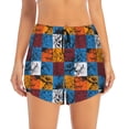 thumbnail image 2 of Rateoe colorful plaid Dinosaur Printed 2 in 1 Women's Workout Shorts for Athletic Gym Running Shorts with Phone Pockets-Medium, 2 of 7