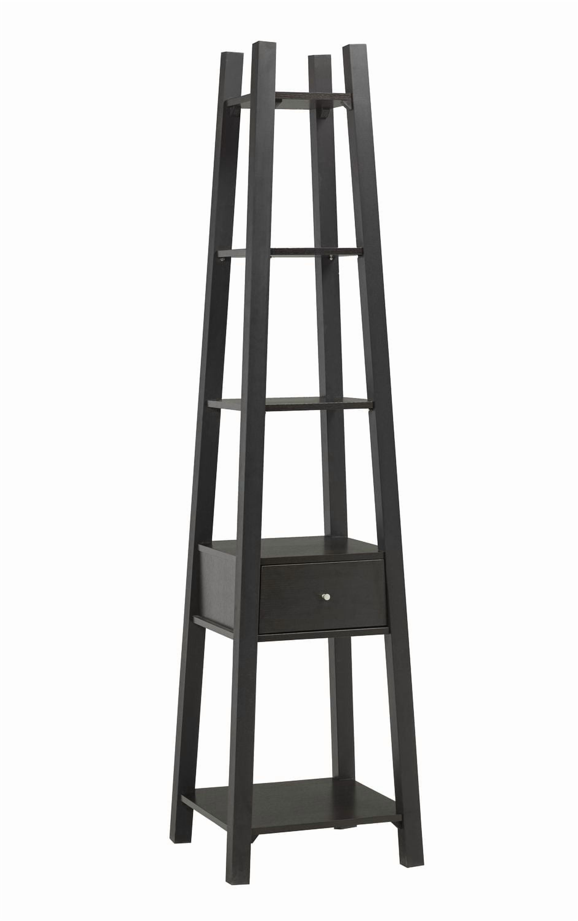 Étagère d'exposition à plusieurs niveaux Stella avec tiroir de rangement, merisier foncé