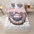 thumbnail image 3 of Homewish Stars Heart Background Holographic Baseball Glove Ball Graphic Zipper Full Size Comforter Sets with Fitted Sheet and 2 Pillowcases,Cute Graphic Zipper Bedding Set,4pcs,Pink Reversible, 3 of 6