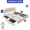 thumbnail image 6 of ModFusion King Size Soft Velvet Bed Frame with Adjustable Height Headboard, USB Ports Station & 4 Under-Bed Drawers, Milky White, 6 of 9