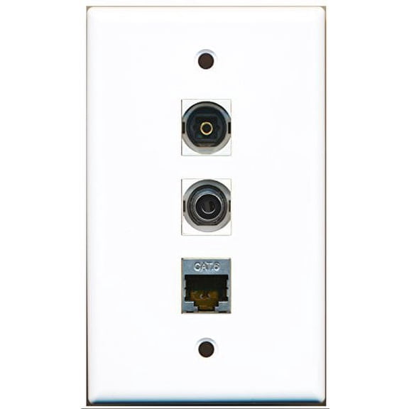 RiteAV - 1 Port Shielded Cat6 Ethernet and 1 Port Toslink and 1 Port 3.5mm Wall Plate