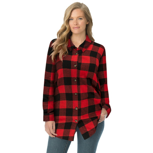 Woman Within - Woman Within Women's Plus Size Classic Flannel Shirt - L ...
