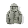 thumbnail image 2 of ANINEO Mens Outdoor Coats Long Sleeve Turn Down Collar Pockets Solid Color Down Jacket Fall Winter Unisex Jacket Stylish Male Outwear, 2 of 4