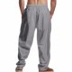 thumbnail image 3 of Pantalones largos para hombre, informales, holgados, de pierna ancha y con bolsillos con cordón, rectos, de poliéster., 3 of 7