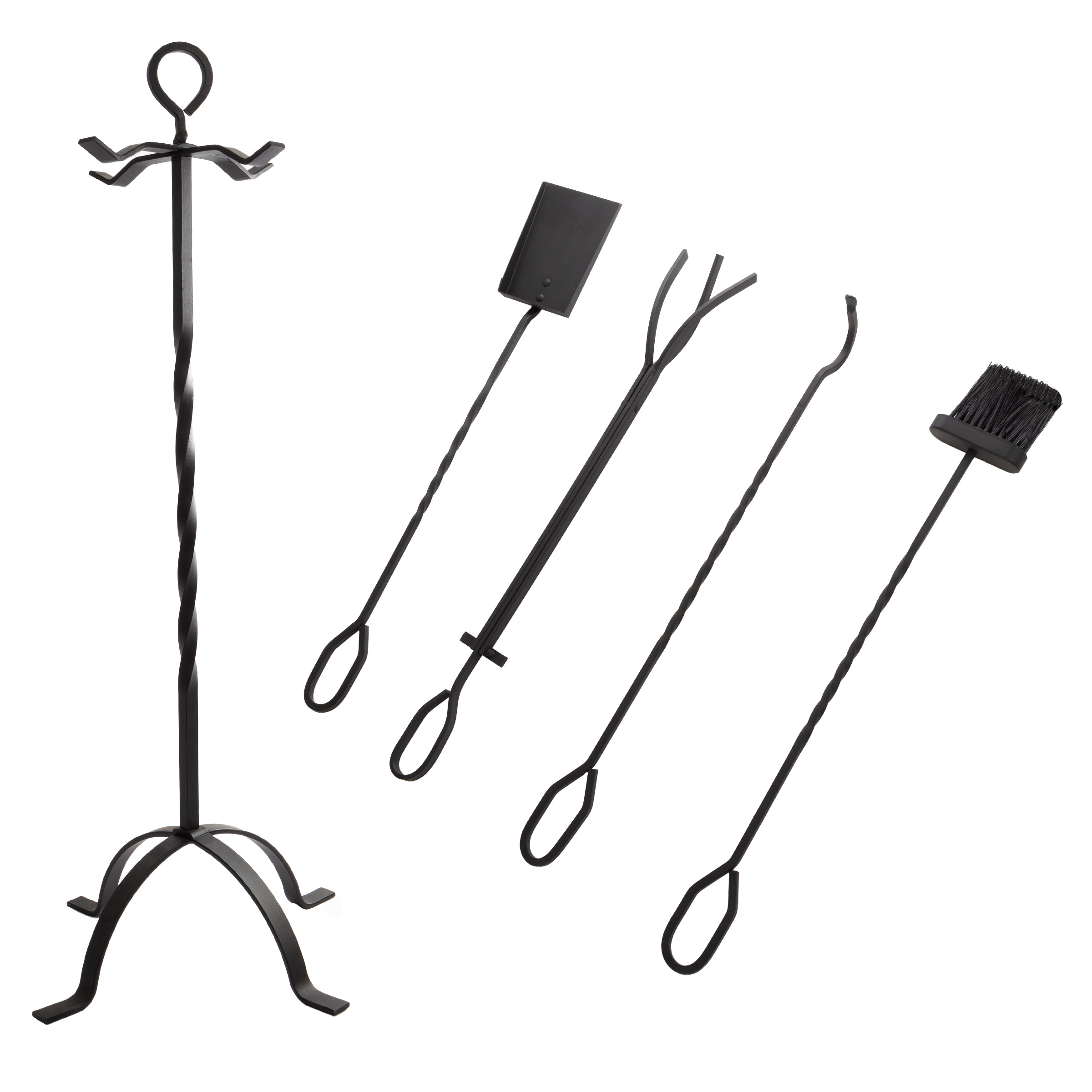Somerset Home 5-Piece Scroll Fireplace Tool Set- Black Wrought Iron