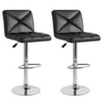 thumbnail image 1 of Costway Modern Bar Stools Set of 2 PU Leather Upholstered Swivel Counter Stools with Back Black, 1 of 9