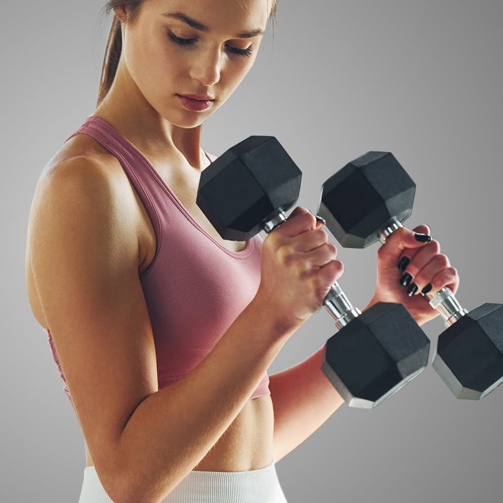 Gymenist, 8 lb Rubber Hex Dumbbells, Pair