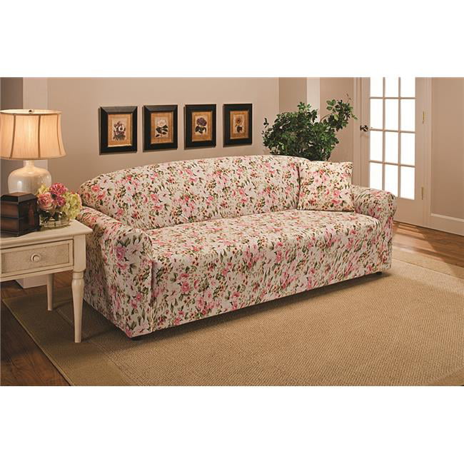 PINK FLORAL JERSEY SOFA "STRETCH" COUCH SLIPCOVER-COMES IN 9 SOLIDS & 3 PRINTS 