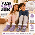 thumbnail image 5 of Girls Shortie Cabin Socks, 2 Pack, Soft Sole Sweater Knit with Silicone Grippers, PURPLE, S/M, 5 of 8